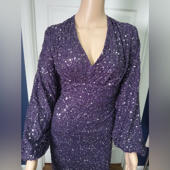 Mac Duggal Sequin Long Sleeve Tulle Gown - Picture 5 of 9